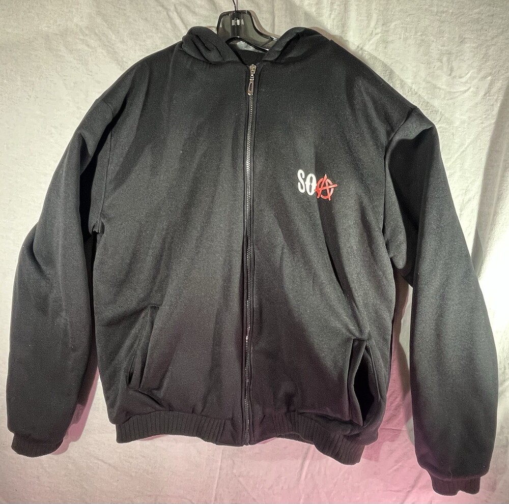 Sons Of Anarchy SAMCRO Hoodie Size 3XL Black Fleece Lined Full Zip Jacket